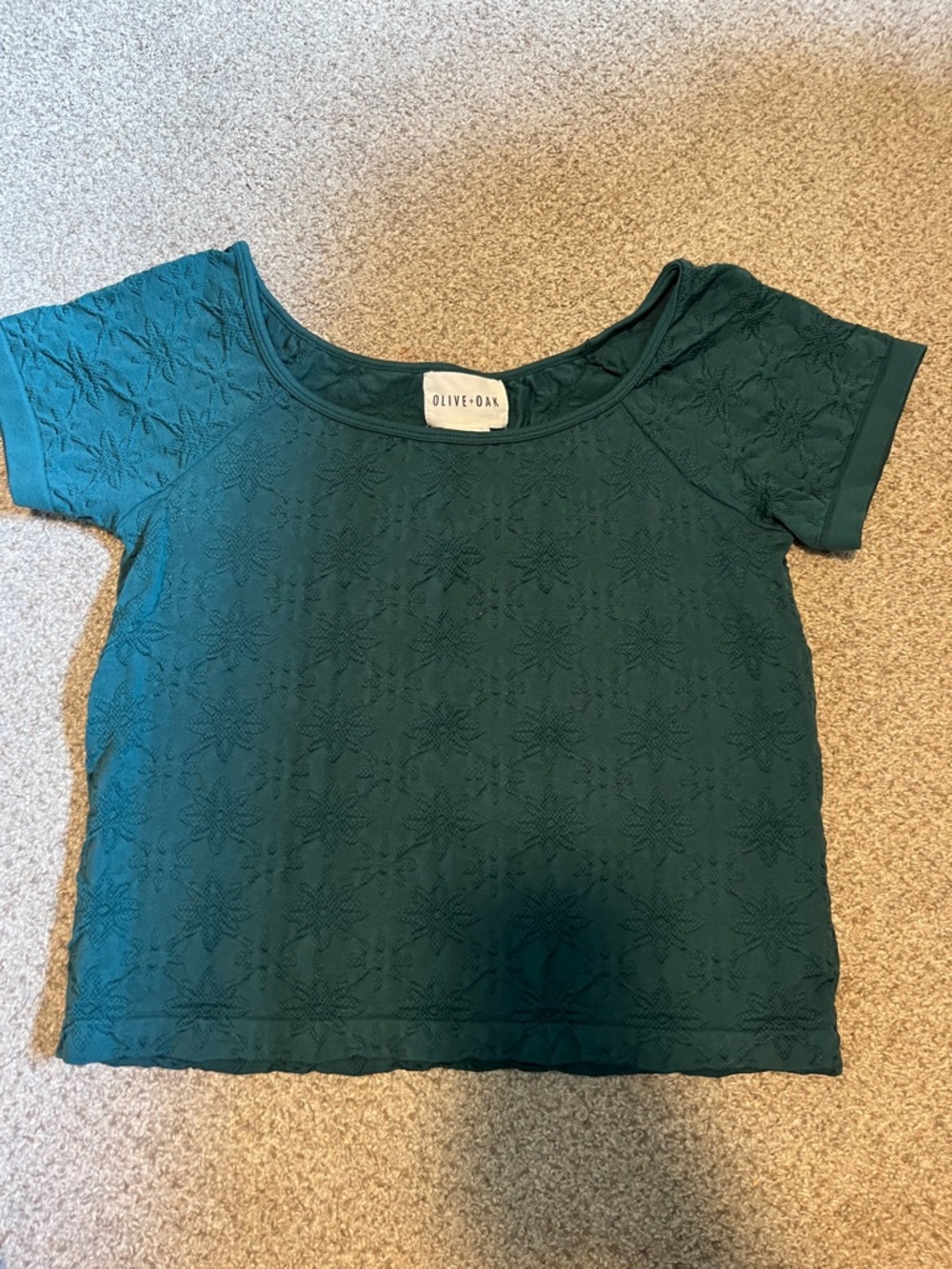 Olive & Oak Teal Scoop Neck Crop Top